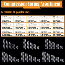 300 Pcs Compression Springs Assortment Kit, Stainless Steel Springs,Mini Spring Assortment for Shop and Home Repairs, 30 Sizes Small Springs Set with Individual Bags