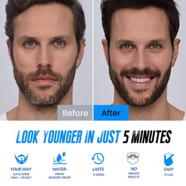 Mens Beard Dye for Men, 5 Minutes Black Beard Dye Shampoo 3 in 1, Mustache & Beard Color for Mens Gray Hair Coverage, Long Lasting & Easy Use, Root Touch Up Simpler Hair Color For Men, 200ML