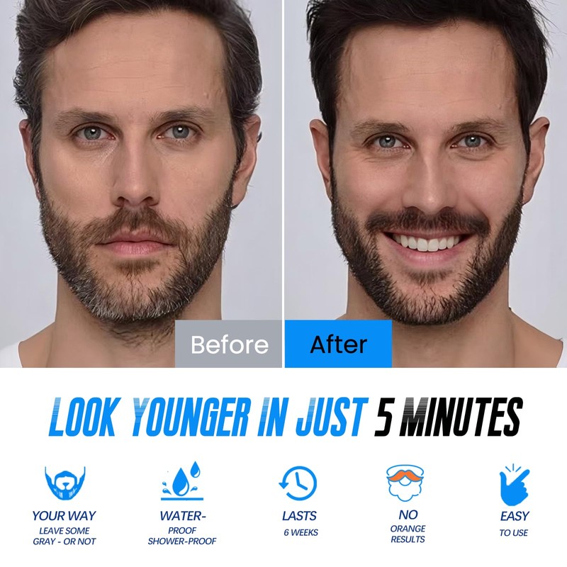 Mens Beard Dye for Men, 5 Minutes Black Beard Dye