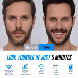 Mens Beard Dye for Men, 5 Minutes Black Beard Dye Shampoo 3 in 1, Mustache & Beard Color for Mens Gray Hair Coverage, Long Lasting & Easy Use, Root Touch Up Simpler Hair Color For Men, 200ML