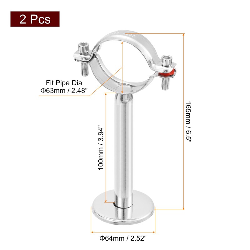 sourcing map 2 Pack Pipe Support, Stainless Steel Pipe Support