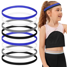 8 Pcs Kids Elastic Thin Sports Headbands, Athletic Non-Slip Skinny Headbands for Youth Boys Girls (8P-8SHBLLHJFL)