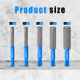 ZNXIMER 5pcs Diamond Drill Bits Set for Ceramic, Porcelain, Glass, Marble, Tiles, Granite, Stone and More - Versatile Tile Drill Bits for Efficient, Precise Drilling and Milling