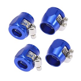 A ABSOPRO Car Hose Finisher Flexible Rubber Pipe Clamp AN8 Rubber Blue (Set of 4)