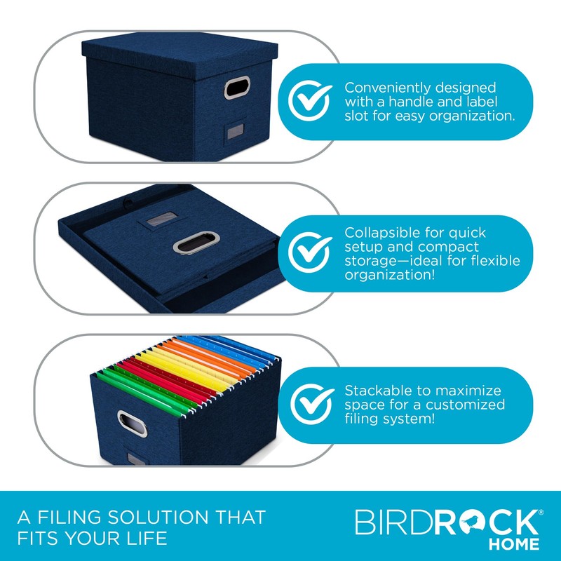 Internet's Best Collapsible File Storage Organizer - Decorative Linen Filing