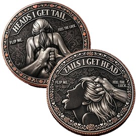Funny Heads or Tails Decision Coin – “Heads I Get Tail, Tails I Get Head” Humor Challenge Coin, Gold Plated Lucky Flip Token, Prank Gift for Men, Couples, Valentine’s Day Novelty Coin(B)