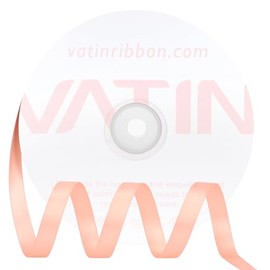 VATIN Double Face Peach Satin Ribbon 3/8" Continuous 50 Yards,Peach Polyester Fabric Ribbon use for Bows Bouquet, Gift Wrapping, Floral Arrangement Wedding Decoration