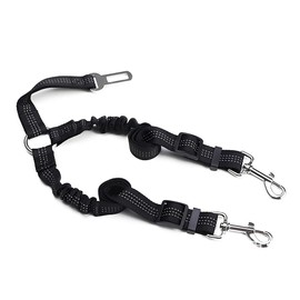 1PCS Adjustable Double Dog Seat Belt with Anti-Shock Bungee, Heavy Duty Reflective Harness for Pet Safety and Travel