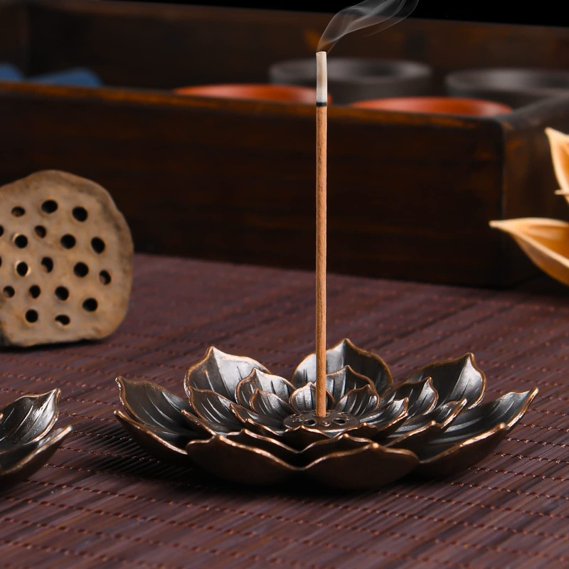 SLKIJDHFB Lotus Incense Holder Brass Stick Incense Holder Cone Coil