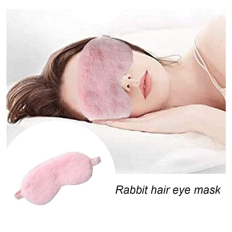 JorJorLer 4 Pcs Plush Silk Sleep Mask, Adjustable Rabbit Blindfold