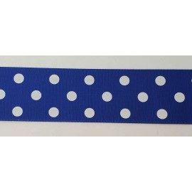 Unbranded Polka Dot Grosgrain ribbon 1 yard x 1.5" royal blue & white Poly Vintage BTY