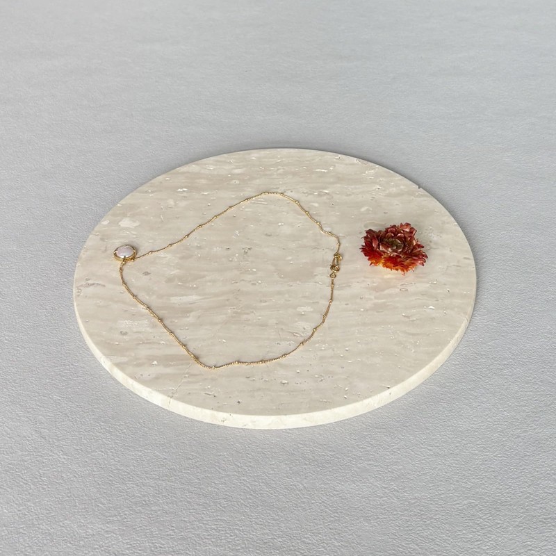 StonePlus Natural Round Marble Tray Matte Polishing Board Circular Plate