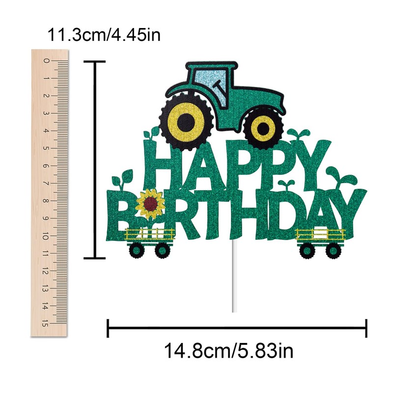 Decoración para tarta de cumpleaños con diseño de tractor de