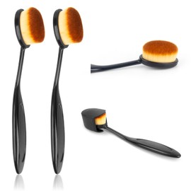 RUCUDIM Make Up Brush, Liquid Makeup Brush, Foundation Brush, Contouring Brush, Oval Brush Premium Quality for Blending and Contouring for Liquid or Powder, with Lid (Black)