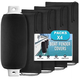 Cerumute Boat Fender Covers, 4 Pack 10" x 26" Boat Bumper Covers for Center Rope Tube Style Fenders (Boat Fender Not Included)