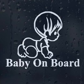 Baby on Board Auto-Aufkleber, weißer Vinyl-Aufkleber, 15 cm x 12 cm