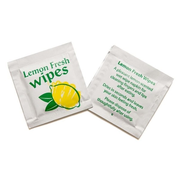 50 Lemon Scented Fresh Handy Wet Hand Wipe Takeway Travel Party Face Camping Food Tissue