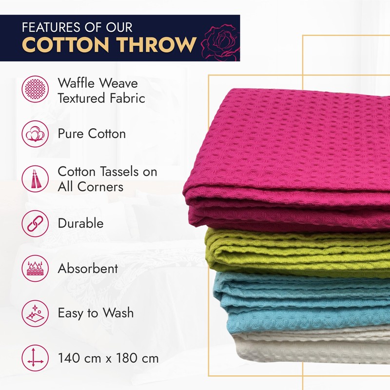 Ragged rose throw, cotton, waffle pattern, 100% cotton, 130 x