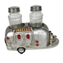 Urbalabs RV Camper Mobile Home Trailer Air Stream Salt and Pepper Shaker Caddy Farmhouse Country Dinner Table Holder Glass Set of Salt And Pepper Shakers Great Camping Lover Gift