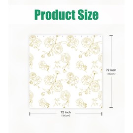 Stanoha Shower Curtain for Bathroom Stall Boho Modern Cute Aesthetic Decorative Girly Waterproof Unique White and Gold Rose Girls Flower Design Teen Pretty Women Cortinas de Baño Bathtub 72 x72 Inch