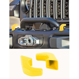 Savadicar 2-Piece Texture Yellow Front Bumper Tow Hook Cover for Jeep Wrangler JK JL 4xe & Gladiator JT 2007-Present – Exterior Styling Upgrade Accessories