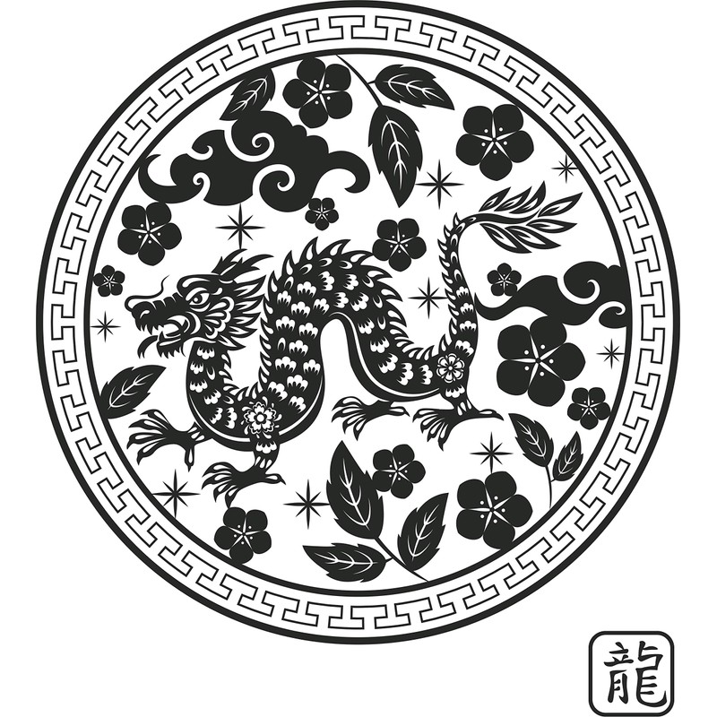 clothinx Chinese Zodiac Signs Fabric Bag with Selection, Dragon Red
