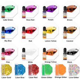 Epoxy Resin Pigment - 12 Colours Liquid Transparent UV Resin Dye, Epoxy Resin Colour with 6 Glitter, Highly Concentrated Epoxy Resin Colorant for Resin Jewelry Making Kit, DIY Crafts - 6 ml