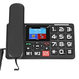 Teléfono de Escritorio con Chip 4G, Celular de Mesa, Señal Estable, Volumen Alto 100dB HAC, Teclas Grandes, Pantalla 2.8”, 1400mAh, Radio FM, SOS,para