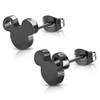 Black Stainless Steel Open Ear Tiny Mouse Head Silhouette Button
