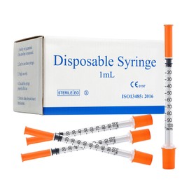 1ml/cc 32G 5/16 Inch Syringes, Lab Dispensing Syringe, Individual Wrapped, Box of 100