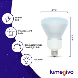 lumenivo 16W 120V Replacement Indoor Flood Lights for TCP 2R3014 Equivalent to Incandescent BR30 65W Indoor Flood Lights - Replaces 14 Watt Dimmable Kitchen Flood Light Bulbs - E26 Base - 2700K