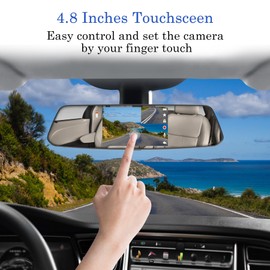 【2023 Version】 CHORTAU Spiegel Dashcam 4,8 Zoll Touch Screen Full HD 1080P, Weitwinkel Frontkamera und wasserdichte Rückfahrkamera, Auto Kamera mit Notrufaufzeichnung, Reverse Monitor System