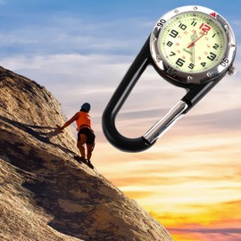 WONOLO Clip on Carabiner Luminous Face FOB Watch Digital for Doctors Paramedics Nurses Chefs Sport Unisex Men Women (Black and Silver)