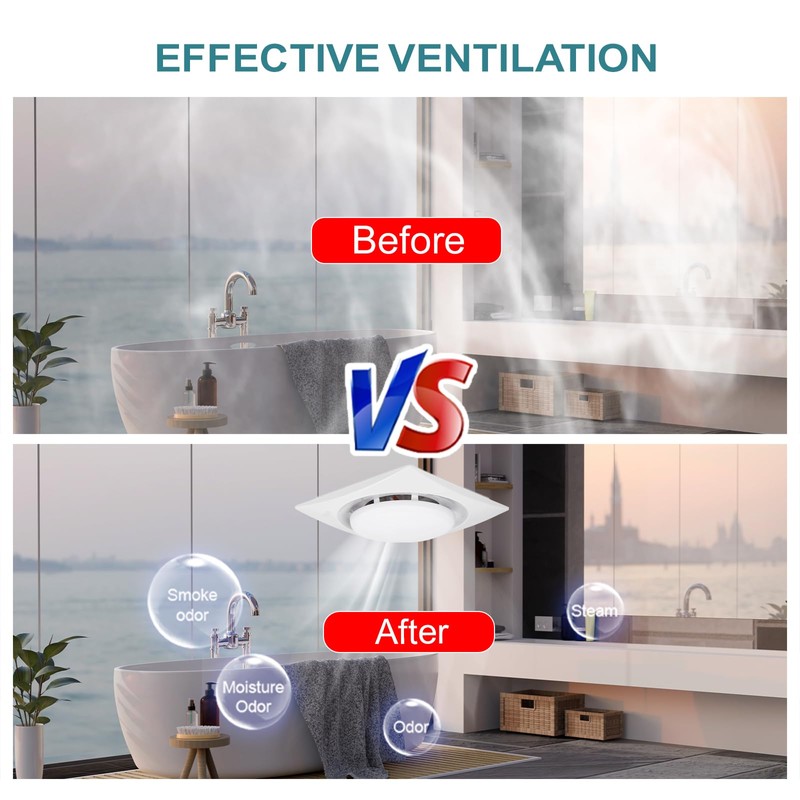 yanliangvich Bathroom Exhaust Fan with Light, 8 Inch Exhaust Fan