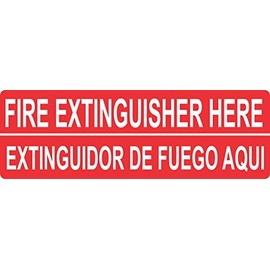 StickerTalk English Spanish Fire Extinguisher Here Magnet, 7 inches by 2.25 inches