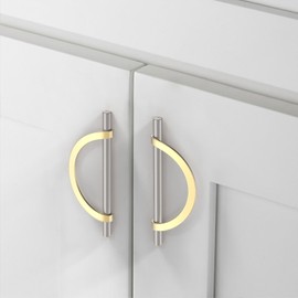 Coinkoly 10 Pack Brushed Satin Nickel and Gold Cabinet Pulls 5 Inch(128MM) Hole Centers Kitchen Cabinet Handles Hardware Kitchen Handles for Cabinets Cupboard Handles Drawer Pulls