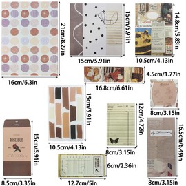 Aesthetic Scrapbook Kit, BetterJonny Vintage Scrapbook Journaling with A6 Grid Notebook Washi Paper Stickers Brown Art Journaling Scrapbooking Supplies for DIY Arts Crafts Collage Decorative