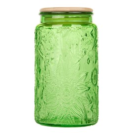 Custde Glass Storage Jars With Airtight Lid, 35oz Canister For Kitchen Counter with Bamboo Lid, brown sugar, candy, coffee, cookie, salt, tea,pantry cute Jar (Green, 35 fl oz)