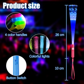 12pcs Fiber Optic Wands 3 Modes Flashing Colorful Light Up LED Glow Wands Sticks for Concerts Birthday Party Favors (12pcs)