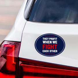 They Profit When We Fight Each Other Magnet, Resist Hate Magnet, Anti-Trump, Resist Racism Car Decal, Resist Fascism - 6" x 4.5"