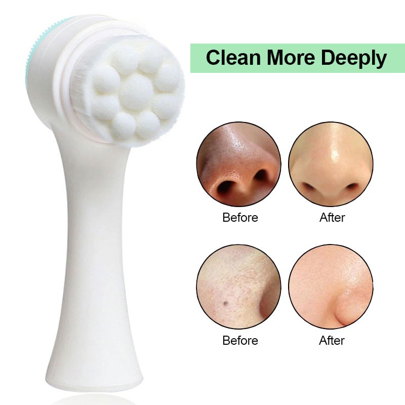 2 Colors Double-Sided Silicone Facial Cleanser Face Wash Blackhead Remover