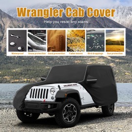 MAIKER Cab Cover Waterproof All Weather Compatible with Jeep Wrangler 600D Oxford Cover Full Cover Protect from Sunshine, UV, Snow, Rain, Wind, Scratch Resistant Black