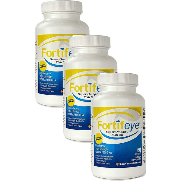 Fortifeye Vitamins Super Omega-3 Fish Oil, Lemon Flavor, Natural Triglyceride, 900 EPA / 600 DHA Per Serv. - 90 Day, 180 Softgel Capsules