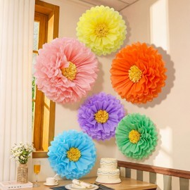 6 Pcs 30 Inch, 20 Inch Giant Tissue Paper Flowers Decoration 3D Flowers Tissue Paper Daisy Blooms Decorations for Mexican Fiesta Birthday Party Wedding Bridal Shower Supplies