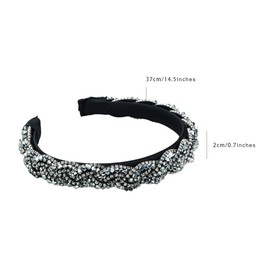 scicent Headbands for Women's Hair Vintage Hair Band for Wedding Party Fashion Head Band with Crystals Bling Sparkly Hairbands for Girls Non-Slip Padded Headwear Shiny Wide Hair Accessories - 27806