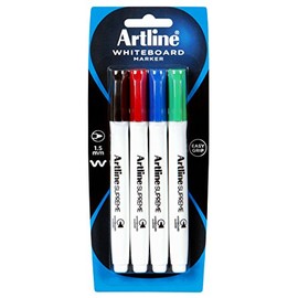 Artline, 105174, Supreme Whiteboard Marker, Bullet Nib, Assorted, 4 Pack