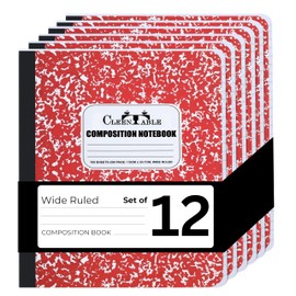 CLEENTABLE Composition Notebook 12 Pack, College Ruled Paper, Notebooks for School, School Comp Book, 9-3/4 x 7-1/2 Inches, 100 Sheets, 200 Pages Marble Covers - Red