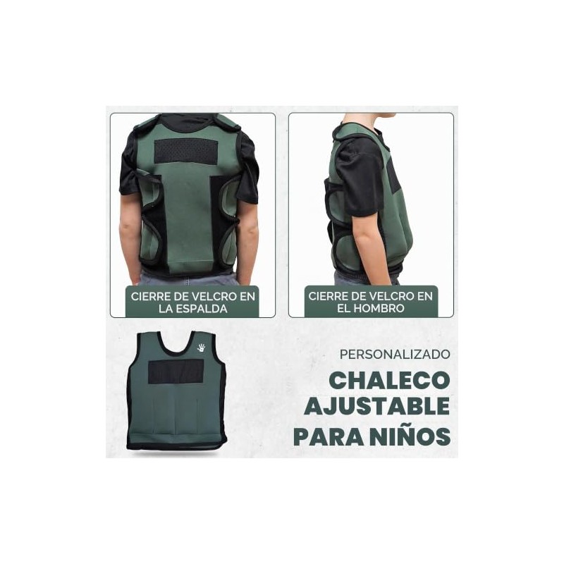 Chaleco Peso Niños Compresión Ajustable Seis Pesos Extraíbles Incluidos Diseño