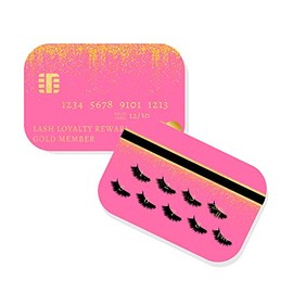 Lash Extension Loyalty Punch Cards | 50 Pack | 3.5 x 2" inches Business Card | Pink and Gold Credit Card Design