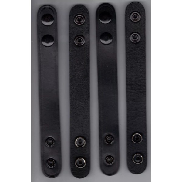 Leather Black Snap Keeper Loops (set of 4) for Police